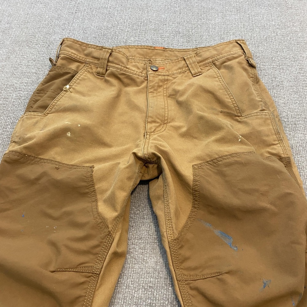 Carhartt Double Knee Pants Brown Canvas Carpenter Distressed Mens 34 Fits 33x29